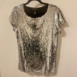 NWOT INC silver sequin top. Size medium. Perfect for the Holidays!! 🎄🌟🎄